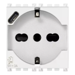 Presa 2P+T 16A universale + USB C bianco SERIE VIMAR ARKÈ