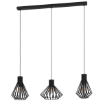 SOSPENSIONE BASIDANO 3 X E27 STRUTTURA ACCIAIO NERO 960x270 H1500
