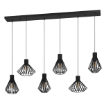 SOSPENSIONE BASIDANO 6 X E27 STRUTTURA ACCIAIO NERO 1425x370 H1500