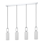 SOSPENSIONE MAJANA 4 X E27 STRUTTURA ACCIAIO CROMATO DIFFUSORE VETRO OPACO 1010x110 H1500