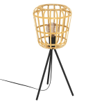 LAMPADA DA TAVOLO MONTEZUELO 1 X E27 STRUTTURA ACCIAIO NERO DIFFUSORE LEGNO H590 Ø240