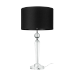 LAMPADA DA TAVOLO PASIANO 1  1 X E27 STRUTTURA VETRO TRASPARENTE DIFFUSORE TESSUTO NERO H640 Ø350