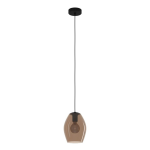 SOSPENSIONE ESTANYS 1 1 X E27  DIFFUSORE VETRO MARRONE TRASPARENTE H1500 Ø190