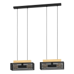 SOSPENSIONE CIDRAZ 4 X E27 ACCIAIO NERO E LEGNO 920 x 120 H1500
