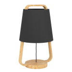 LAMPADA DA TAVOLO CAMALOZA 1 X E27 STRUTTURA LEGNO DIFFUSORE TESSUTO H435 Ø240