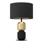 LAMPADA DA TAVOLO LAURIGNANO 1 X E27 STRUTTURA ACCIAIO NERO E ORO DIFFUSORE TESSUTO