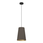 SOSPENSIONE PETROSA 1 X E27 DIFFUSORE TESSUTO CAPPUCCINO INTERNO OTTONE H1500 Ø280