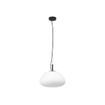SOSPENSIONE BALMES 1 X E27 ROSONE ACCIAIO NERO DIFFUSORE VETRO OPACO BIANCO H1500 Ø415