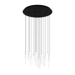 SOSPENSIONE SARDENARA LED 6X5,4W 3000K 3060 LM STRUTTURA ACCIAIO NERO DIFFUSORI VETRO CON BOLLE D'ARIA H1100 Ø530