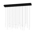SOSPENSIONE SARDENARA LED 8X5,4W 3000K 4080 LM STRUTTURA ACCIAIO NERO DIFFUSORI VETRO CON BOLLE D'ARIA 1170x200 H1100