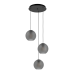 SOSPENSIONE ARANGONA 3 X E27 DIFFUSORI IN VETRO GRIGIO OPACO H1500 Ø455