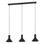SOSPENSIONE MORESCANA 3 X E27 STRUTTURA ACCIAIO NERO 960x200 H1500