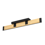 PLAFONIERA CAMINARRO LED 27W 3000K 3240 LUMEN ACCIAIO NERO E LEGNO 775x80 H115