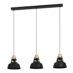 SOSPENSIONE ESPINARDO 3 X E27 STRUTTURA ACCIAIO NERO E ORO 1070x240 H1500