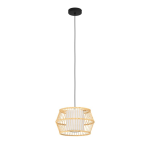 SOSPENSIONE MONTERROSO 1 X E27 LEGNO DIFFUSORE TESSUTO BIANCO H1500 Ø345