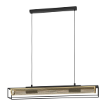 SOSPENSIONE NOHALES 4 X E27 STRUTTURA ACCIAIO NERO OTTONE L1120 x 170 H1500