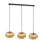 SOSPENSIONE AMSFIELD 1 3 X E27 STRUTTURA ACCIAIO NERO E LEGNO L960 x 260 H1100