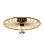 PLAFONIERA LEOMINSTER 1 X E27 STRUTTURA ACCIAIO NERO E LEGNO Ø450 H90