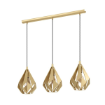 SOSPENSIONE CARLTON 3 X E27 STRUTTURA ACCIAIO ORO L805 x 205 H1100