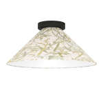 PLAFONIERA OXPARK 1 X E27 STRUTTURA ACCIAIO NERO DIFFUSORE TESSUTO CON FOGLIE DI BAMBÙ Ø420 H195