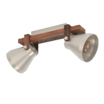 PLAFONIERA APPLIQUE FARETTI REGOLABILI CAWTON 2 X E27 STRUTTURA ACCIAIO LEGNO L585 x 160 H250