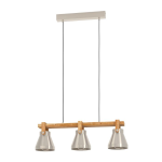 SOSPENSIONE CAWTON 3 X E27 STRUTTURA ACCIAIO E LEGNO L760 x 160 H1100