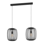 SOSPENSIONE RINROE 2 X E27 STRUTTURA ACCIAIO NERO L900 x 325 H1100