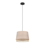 SOSPENSIONE TABLEY 1 X E27 DIFFUSORE TESSUTO E LEGNO Ø380 H1100
