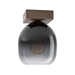 PLAFONIERA FILAGO 1 X E27 ROSONE LEGNO DIFFUSORE VETRO FUMÈ Ø145 H200