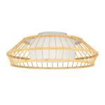 PLAFONIERA YUKU-Z LED 22W 2700-6500K 2600Lm CAMBIO COLORE CON APP E TELECOMANDO STRUTTURA LEGNO E TESSUTO BIANCO Ø460 H160 