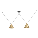 SOSPENSIONE NARICES 1 2 X E27 DIFFUSORE ACCIAIO OTTONE SPAZZOLATO L1730 x 260 H1100