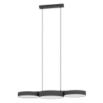 SOSPENSIONE BARBANO-Z LED 3 X 7,5W 2700-6500K 2550Lm CAMBIO COLORE APP O TELECOMANDO TESSUTO NERO DIFFUSORE BIANCO L820 x 300 H1100