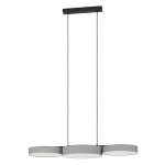 SOSPENSIONE BARBANO-Z LED 3X7,5W 2700-6500K 2550Lm CAMBIO COLORE APP O TELECOMANDO TESSUTO GRIGIO DIFFUSORE BIANCO L820 x 300 H1100 