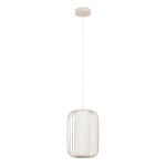 SOSPENSIONE TERRAROSA 1 X E27 STRUTTURA ACCIAIO SABBIA DIFFUSORE TESSUTO BIANCO Ø240 H1100