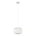 SOSPENSIONE TERRAROSA 1 X E27 STRUTTURA ACCIAIO SABBIA DIFFUSORE TESSUTO BIANCO Ø285 H1100