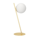 LAMPADA DA TAVOLO RONDO 4 1 X E27 ACCIAIO OTTONE SPAZZOLATO DIFFUSORE VETRO BIANCO L230 x 180 H565
