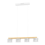 SOSPENSIONE PORTICO-Z LED 4 X 3,7W 2700-6500K 2200Lm CAMBIO COLORE APP E TELECOMANDO STRUTTURA ACCIAIO BIANCO E LEGNO DIFFUSORI VETRO L880 x 150 H1100