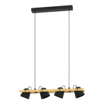 SOSPENSIONE HORNWOOD-Z LED 4X3,7W 2700-6500K 2200Lm STRUTTURA ACCIAIO NERO E LEGNO L780 x 140 H1100