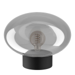 LAMPADA DA TAVOLO MADONNINA 1 X E27 ACCIAIO NERO DIFFUSORE VETRO VAPORIZZATO Ø330 H270