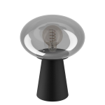 LAMPADA DA TAVOLO MADONNINA 1 X E27 ACCIAIO NERO DIFFUSORE VETRO VAPORIZZATO Ø250 H325