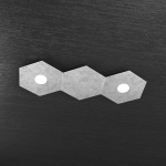 HEXAGON  PLAFONIERA 2 LUCI + 1 PLACCA DECORATIVA METALLO FOGLIA ARGENTO