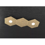 HEXAGON  PLAFONIERA 2 LUCI + 1 PLACCA DECORATIVA METALLO FOGLIA ORO