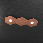 HEXAGON  PLAFONIERA 2 LUCI + 1 PLACCA DECORATIVA METALLO FOGLIA RAME