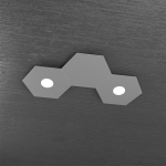 HEXAGON PLAFONIERA 2 LUCI + 1 PLACCA DECORATIVA METALLO  GRIGIO ANTRACITE