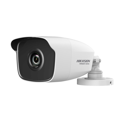 Camera bullet 4 in 1 Serie HiWatchT di HIKVISION® con illuminazione Smart IR da 40 m per esterno. CMOS da 2MP. Uscita 4 in 1 (HDCVI/HDTVI/AHD/960H). Ottica fissa di 2,8 mm (103°). Filtro ICR. 0,01 lux. OSD, AGC, BLC, WDR digital, DNR, luminositá, nitidezz
