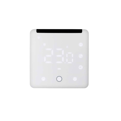 Controllo dell'aria condizionata di tipo split universale tramite IR. Con Z-WAVE integrato. Ti permette di controllare centinaia di marche e modelli di condizionatori. Controllo remoto tramite Z-Wave, integrato con pannelli VESTA. Schermo LCD per visualiz