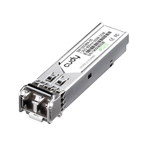 Modulo SFP/SFP da 1,25Gbps. 850nm, VCSEL, MM, 0,5km, 7,5dB. Alloggiamento in metallo. Conforme alla direttiva RoHS e senza piombo.