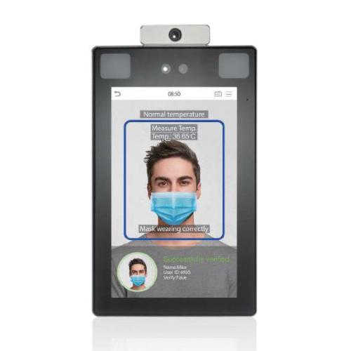 Terminale multi-biometrico ZKTeco con riconoscimento facciale, palmo con rilevamento della febbre per controllo accessi. Touchscreen IPS da 8 "(400 lux). Fino a 30.000 volti. Fino a 5.000 Palmi. Fino a 50.000 utenti. Fino a 30.000 foto utente. Registro fi