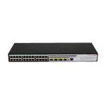 Switch H3C gestibile in L2. 24 porte Gigabit Ethernet. 4 slot SFP+ Ten-Gigabit. 1 porta console. Suddivisione VLAN, 802.3x. Aggregazione dei collegamenti. Snooping IGMP. Gestione web semplificata. 16K indirizzi MAC. Capacità di commutazione di 128 Gbps.
