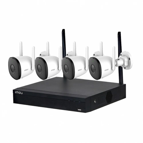 Kit IMOU composto da: 1x registratore NVR1104HS-W-S2-CE-IMOU. 4x telecamere bullet IP WiFi IPC-F22P
